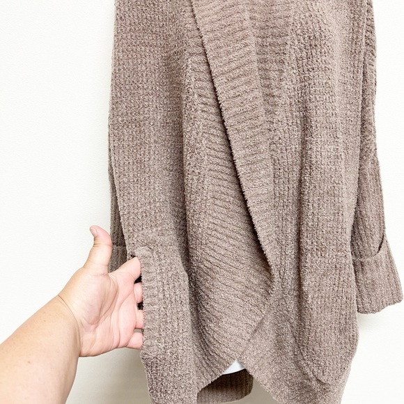 Barefoot Dreams Womens Driftwood Tan CozyChic Lite Waffle Cocoon Cardi Size S/M - Picture 5 of 9